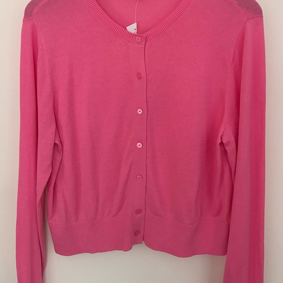 Pink Cotton Cardigan from Loft, Size L - Picture 1 of 4